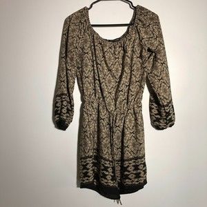 Daylight Paisley Print 3/4 Puff Sleeve Scoop Neck Romper L